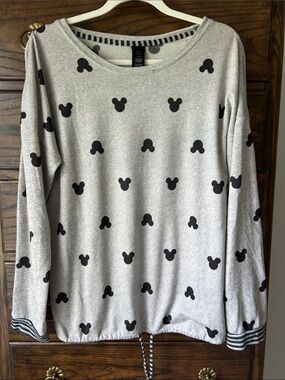 Disney Light Gray Sweatshirt with Black Mickey Head Print